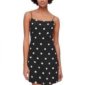 Aritzia Wilfred Isabelle Mini Dress Black with White Polka Dots Sz 4